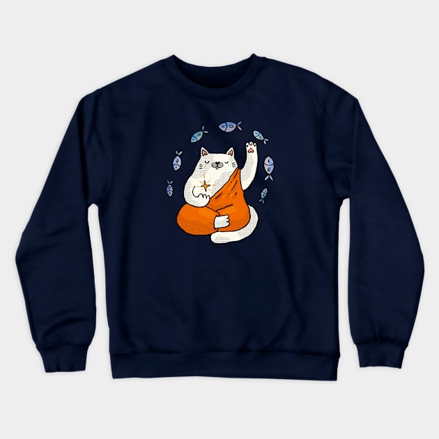 Meditative Cat Crewneck Sweatshirt by Tania Tania